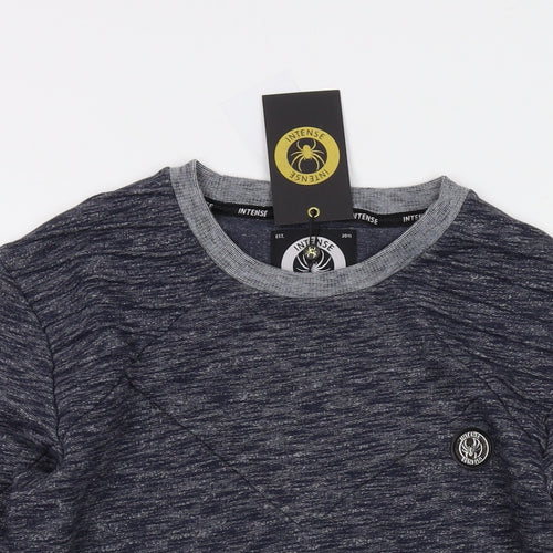 Intense Mens Blue Cotton Pullover Sweatshirt Size S