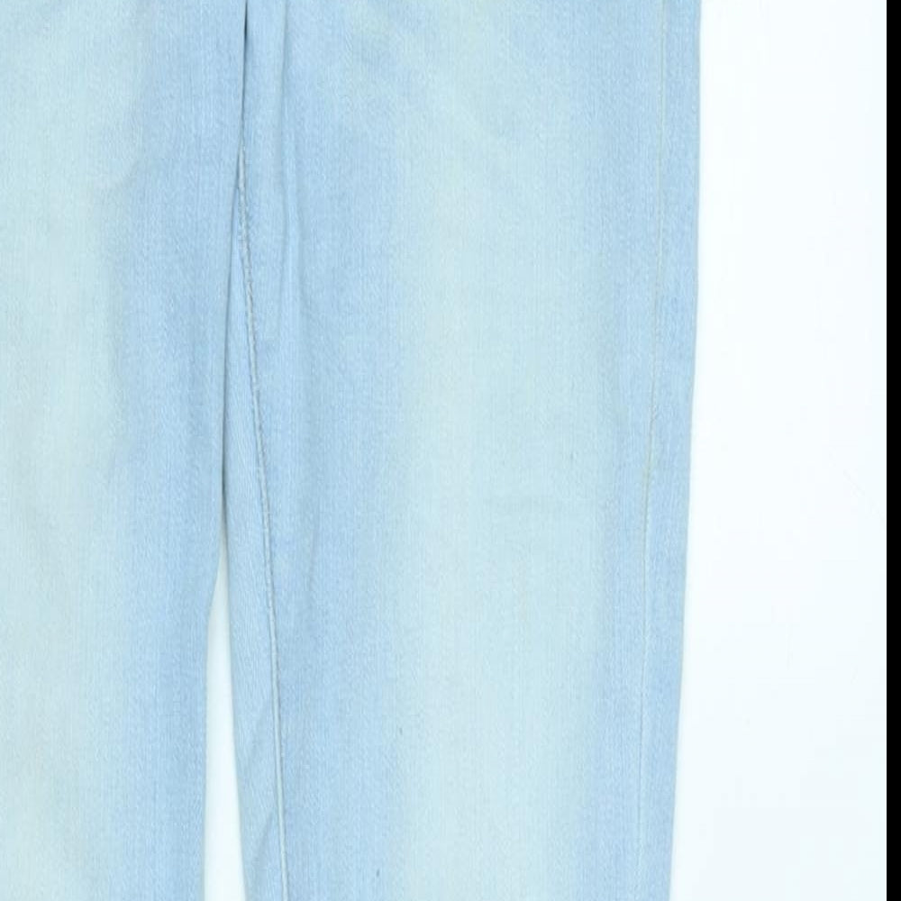 Marks and Spencer Womens Blue Cotton Blend Tapered Jeans Size 8 L30 in Regular Zip