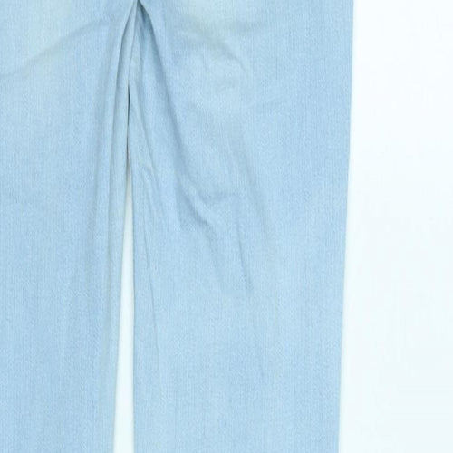 Marks and Spencer Womens Blue Cotton Blend Tapered Jeans Size 8 L30 in Regular Zip