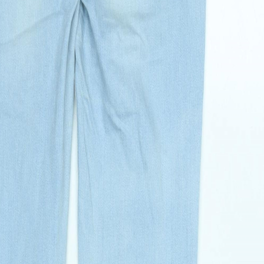Marks and Spencer Womens Blue Cotton Blend Tapered Jeans Size 8 L30 in Regular Zip