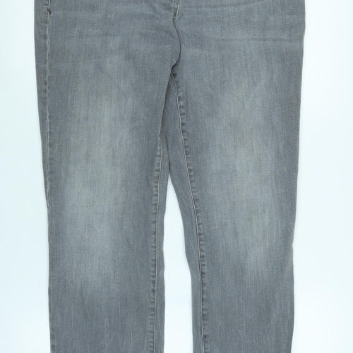 NEXT Womens Grey Cotton Blend Straight Jeans Size 16 L31 in Regular Zip