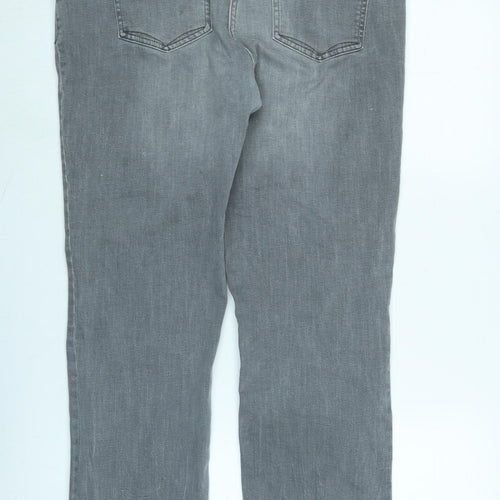 NEXT Womens Grey Cotton Blend Straight Jeans Size 16 L31 in Regular Zip