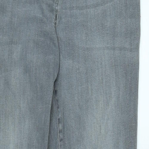 NEXT Womens Grey Cotton Blend Straight Jeans Size 16 L31 in Regular Zip