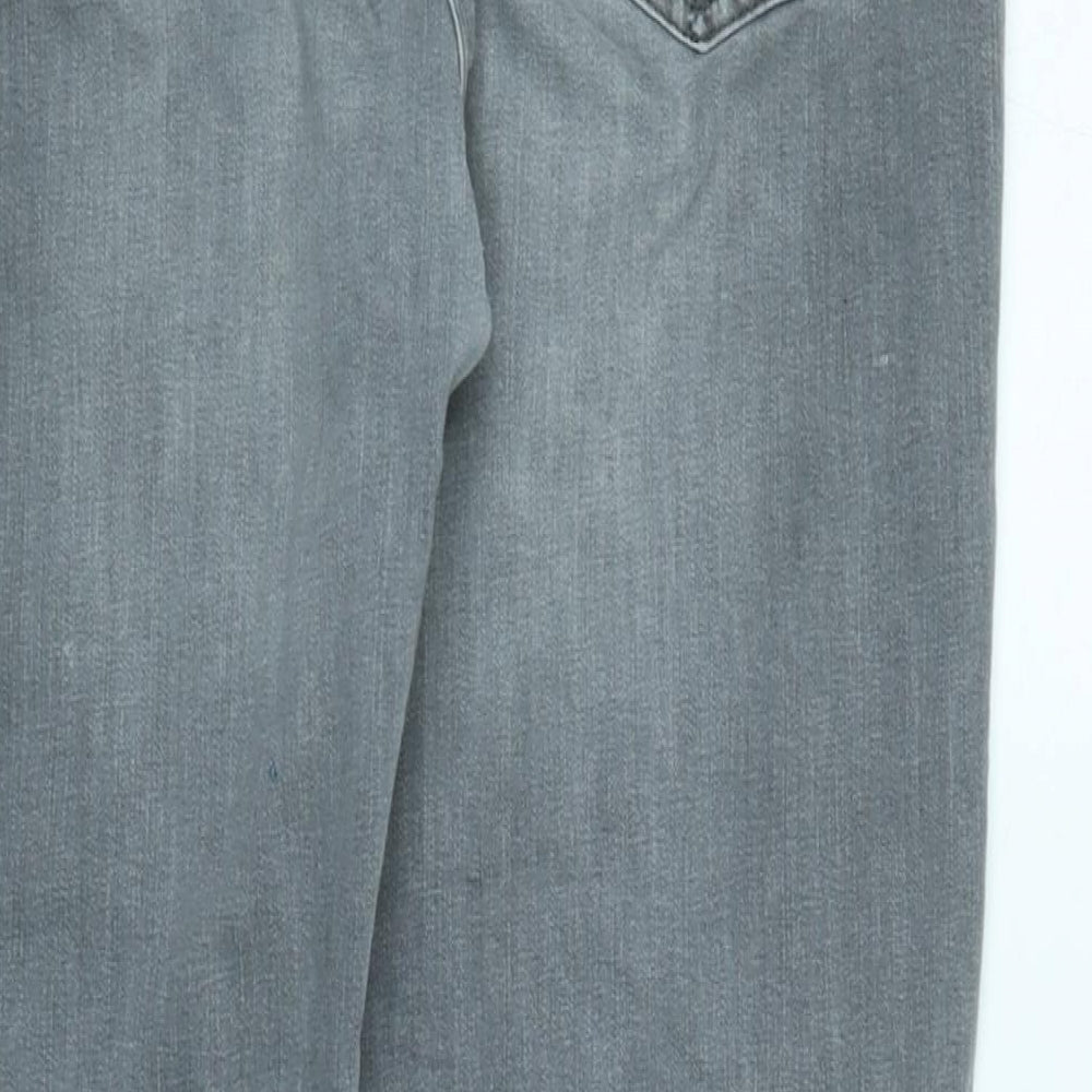 NEXT Womens Grey Cotton Blend Straight Jeans Size 16 L31 in Regular Zip