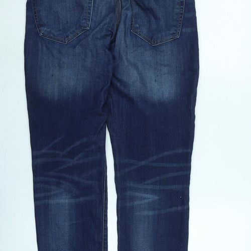 River Island Mens Mens Blue Cotton Blend Straight Jeans Size 32 in L28 in Regular Zip