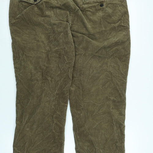 Marks and Spencer Mens Brown Cotton Blend Trousers Size 38 in L29 in Regular Zip