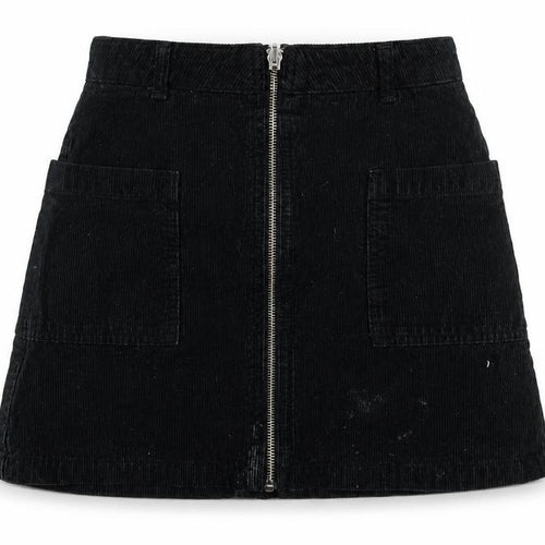 Topshop Womens Black Cotton A-Line Skirt Size 8 Zip