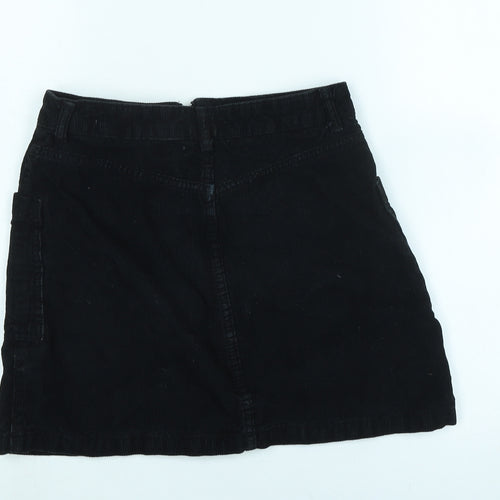 Topshop Womens Black Cotton A-Line Skirt Size 8 Zip