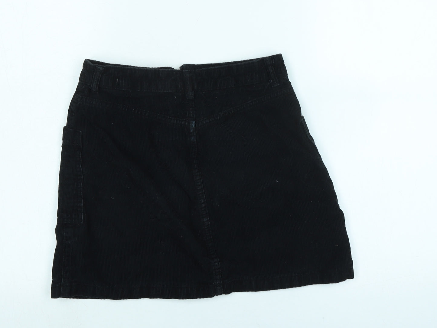 Topshop Womens Black Cotton A-Line Skirt Size 8 Zip