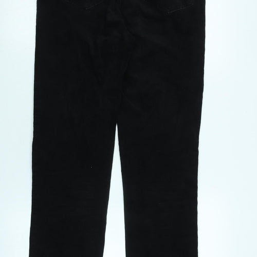 Marks and Spencer Womens Black Cotton Blend Trousers Size 12 L31 in Regular Zip