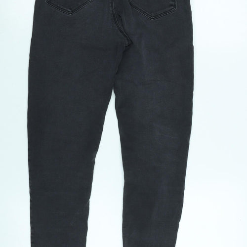 Dorothy Perkins Womens Grey Cotton Blend Tapered Jeans Size 4 L26.5 in Regular Zip