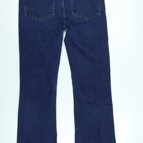 Marks and Spencer Womens Blue Cotton Blend Bootcut Jeans Size 12 L26 in Regular Zip