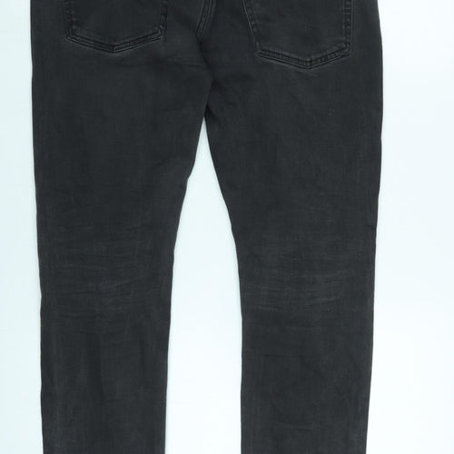 Topman Mens Grey Cotton Blend Straight Jeans Size 32 in L30 in Regular Button