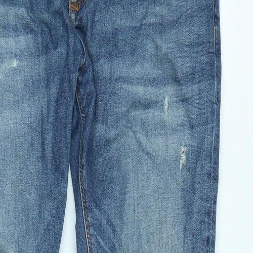 River Island Mens Mens Blue Cotton Tapered Jeans Size 32 in L30 in Regular Zip