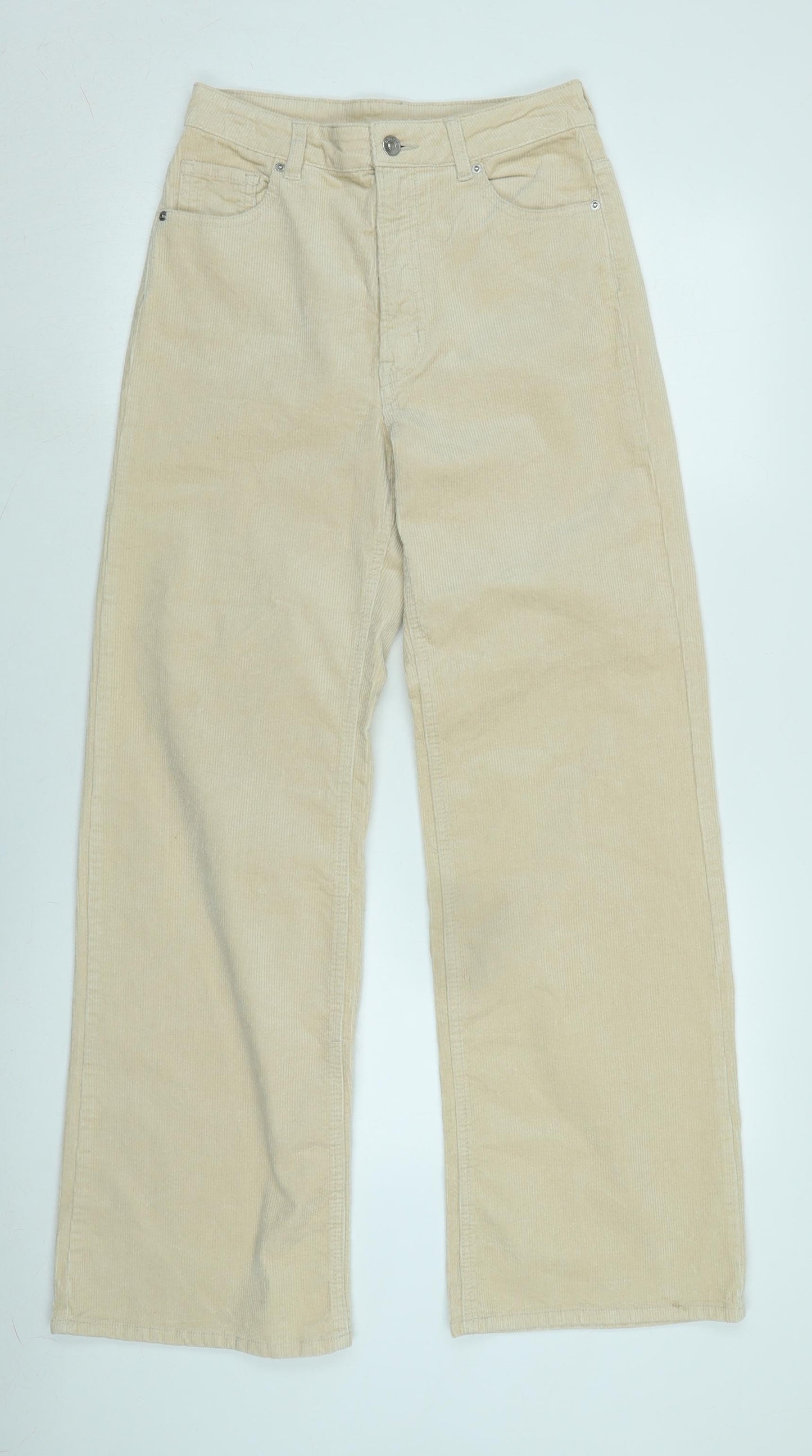 Divided Womens Beige Cotton Blend Trousers Size 6 L31 in Regular Zip