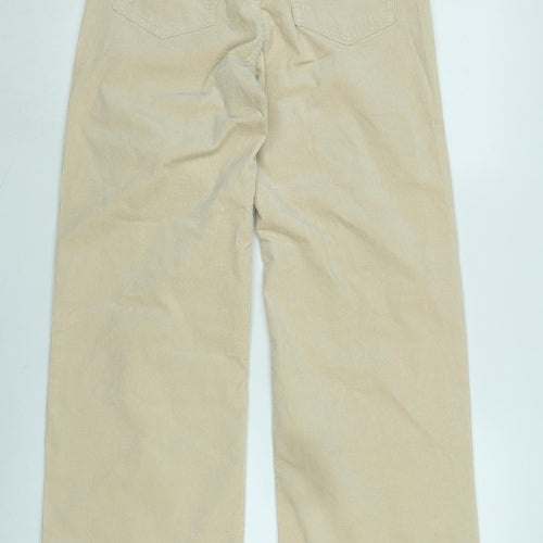 Divided Womens Beige Cotton Blend Trousers Size 6 L31 in Regular Zip