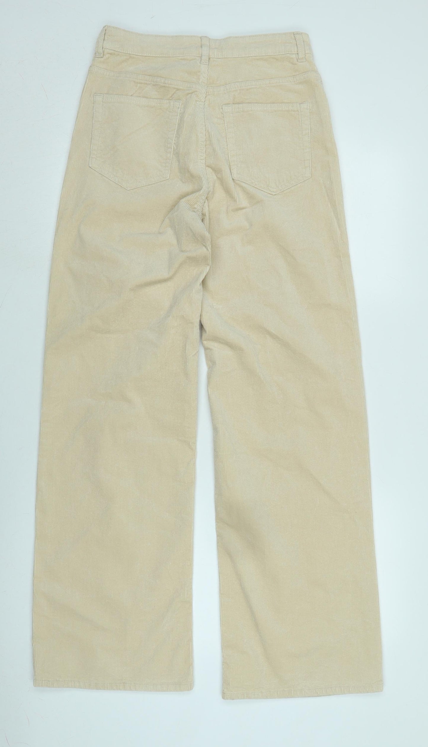 Divided Womens Beige Cotton Blend Trousers Size 6 L31 in Regular Zip