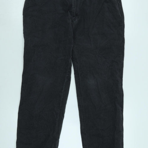 Marks and Spencer Mens Grey Cotton Blend Trousers Size 32 in L29 in Regular Zip