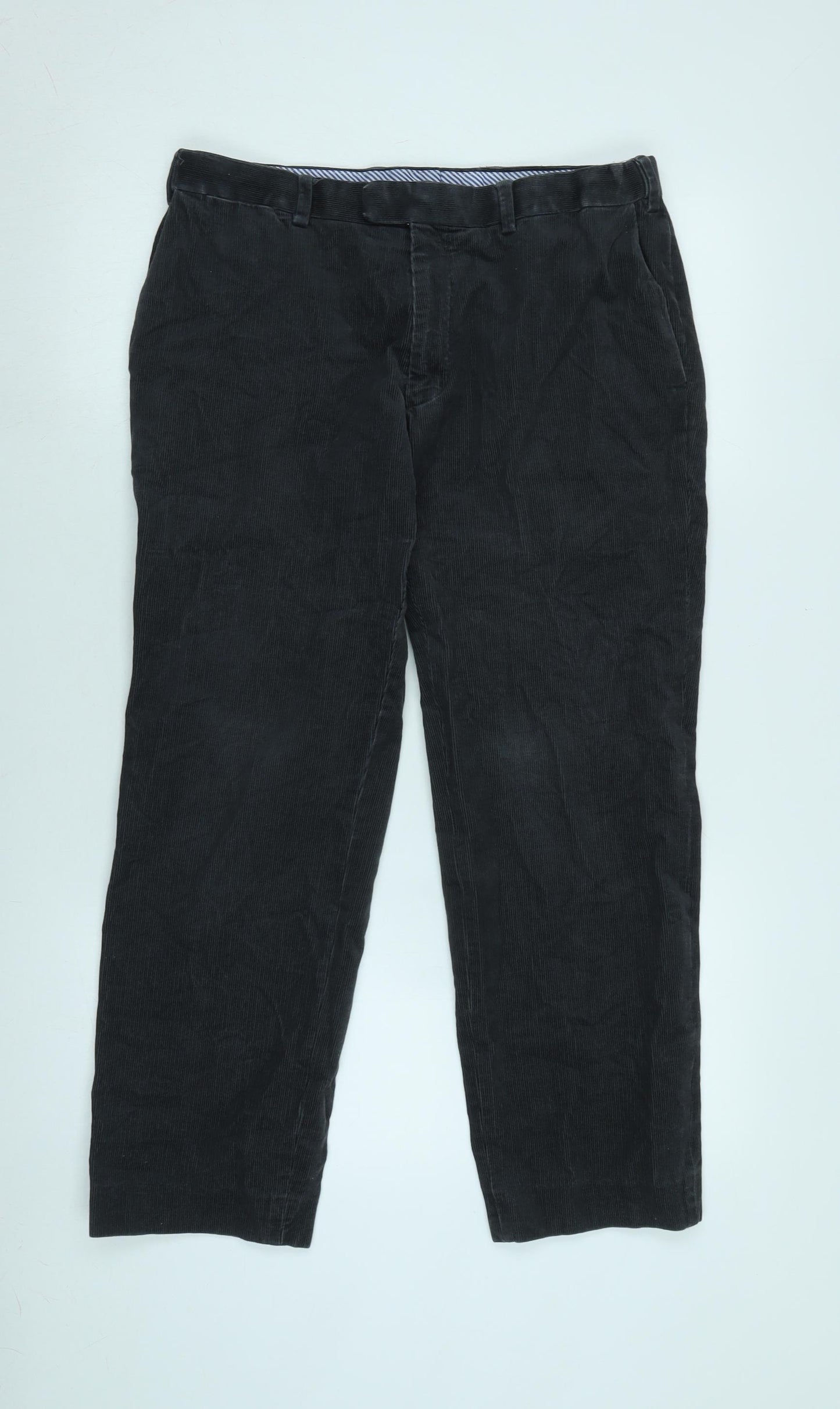 Marks and Spencer Mens Grey Cotton Blend Trousers Size 32 in L29 in Regular Zip