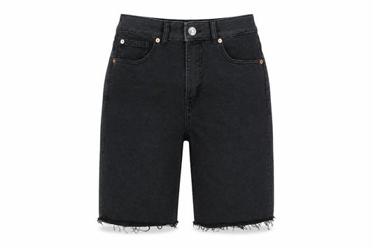 Front view of Divided women’s grey cotton blend bermuda shorts, size UK 8, regular zip