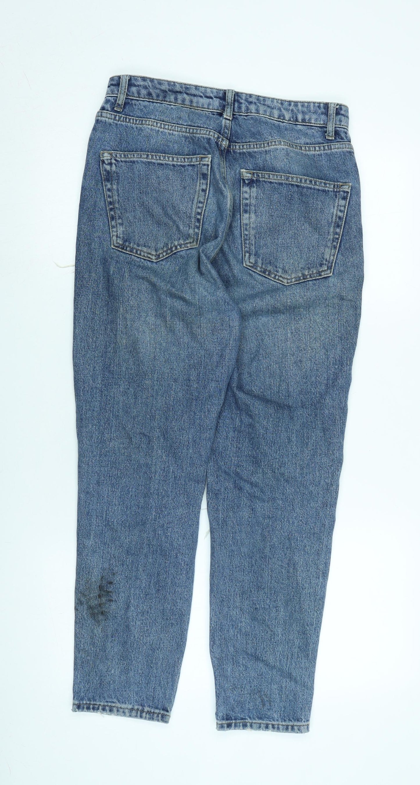 Topshop Womens Blue Cotton Blend Straight Jeans Size 28 in L30 in Regular Zip