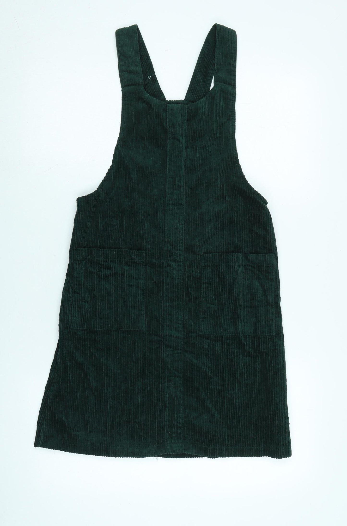 New Look Womens Green Cotton Pinafore/Dungaree Dress Size 6 Square Neck