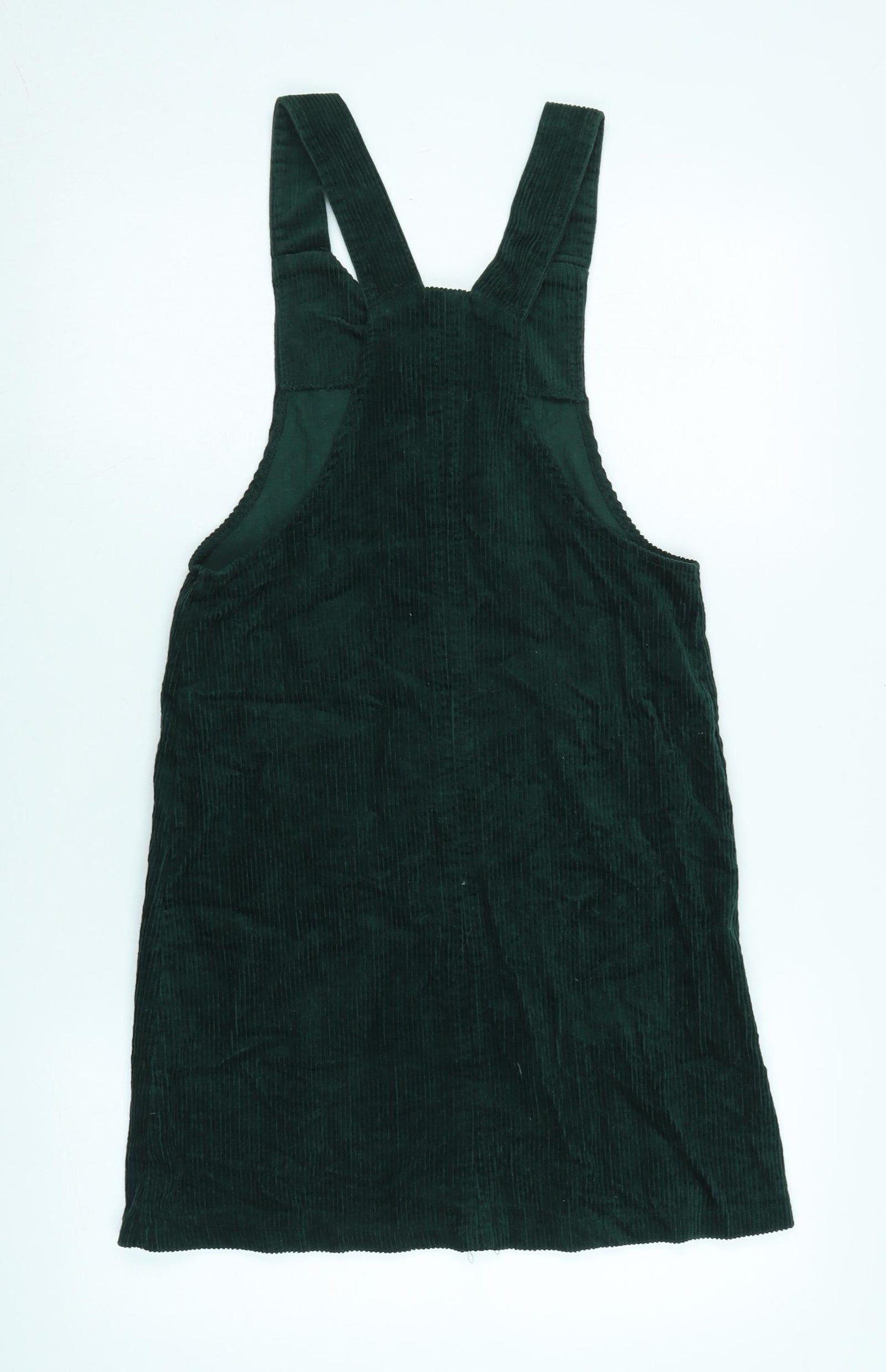 New Look Womens Green Cotton Pinafore/Dungaree Dress Size 6 Square Neck