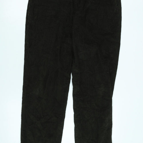 Marks and Spencer Mens Brown Cotton Blend Trousers Size 36 in L32 in Regular Zip