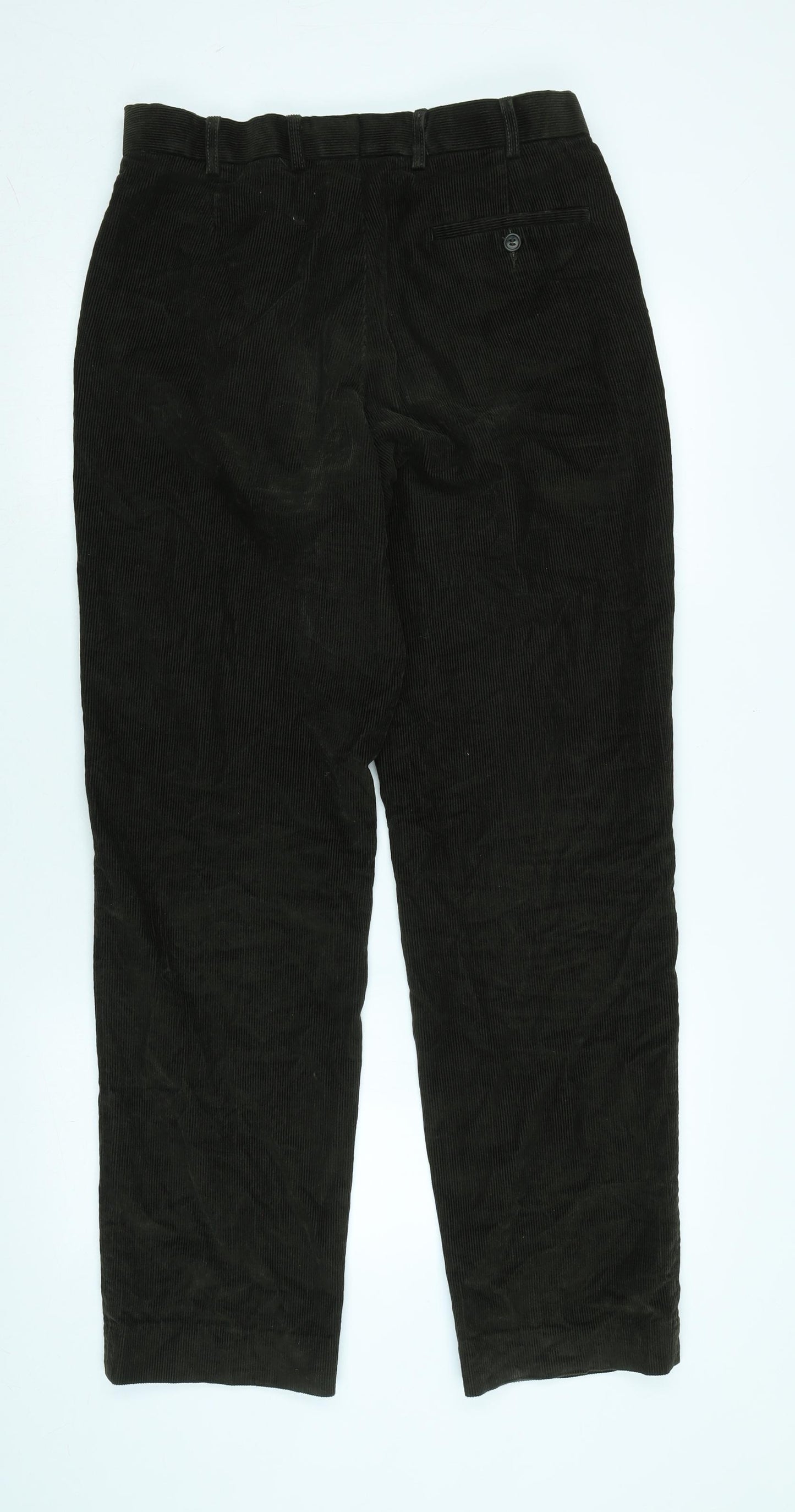Marks and Spencer Mens Brown Cotton Blend Trousers Size 36 in L32 in Regular Zip