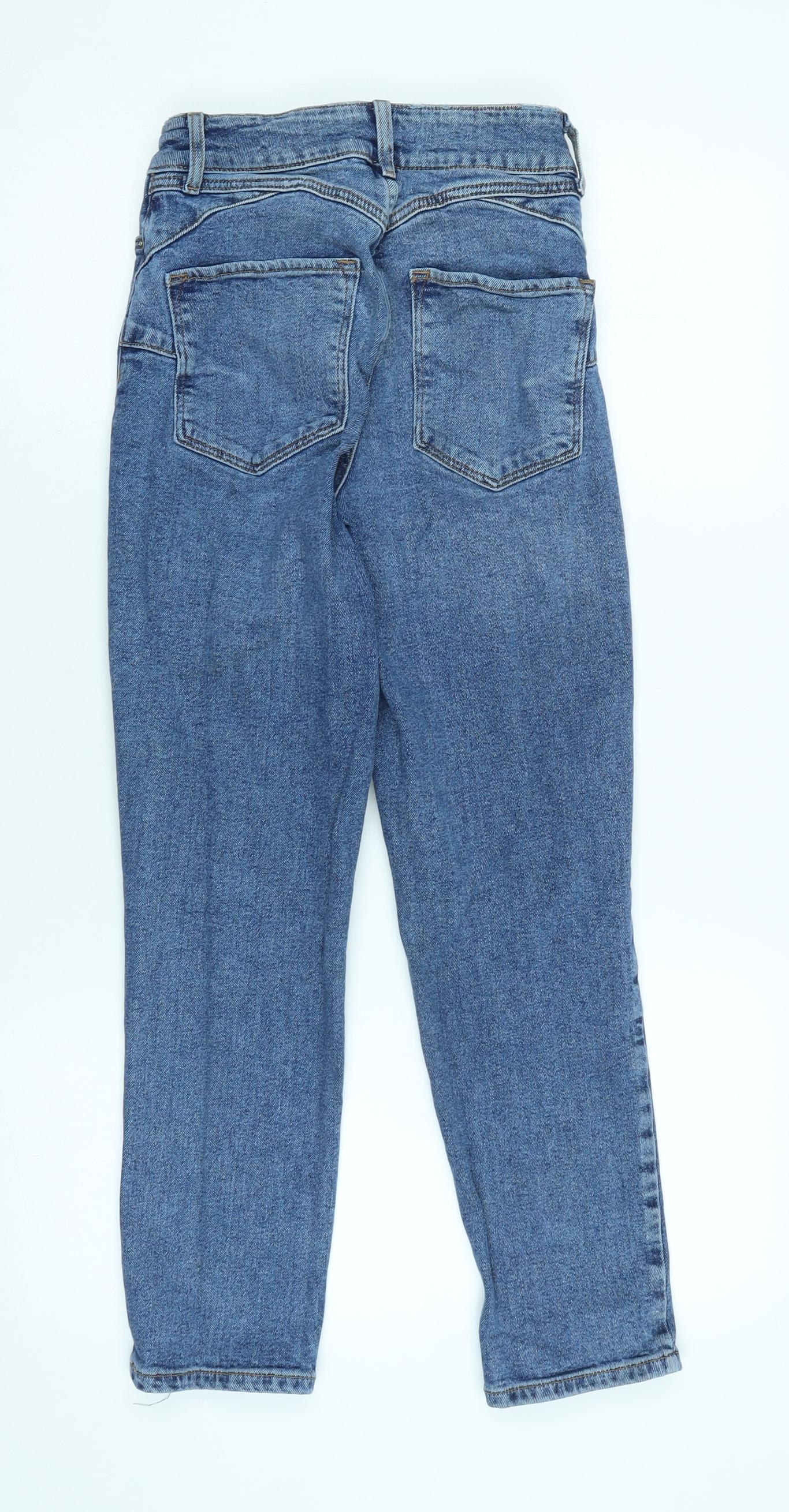 New Look Womens Blue Cotton Blend Straight Jeans Size 6 L25 in Regular Zip