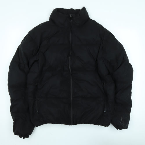 Zara Mens Black Puffer Jacket Jacket Size L Zip