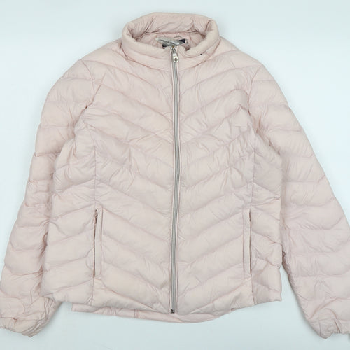 Marks and Spencer Womens Pink Quilted Jacket Size 16 Zip