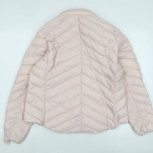 Marks and Spencer Womens Pink Quilted Jacket Size 16 Zip