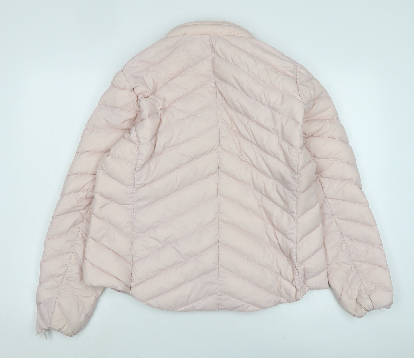 Marks and Spencer Womens Pink Quilted Jacket Size 16 Zip