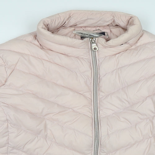 Marks and Spencer Womens Pink Quilted Jacket Size 16 Zip