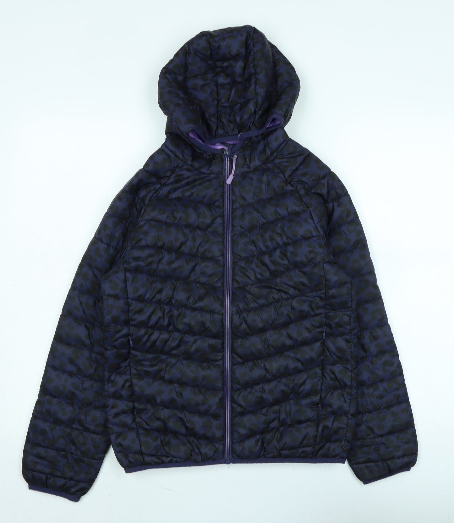 Marks and Spencer Girls Purple Quilted Coat Size 11-12 Years Zip