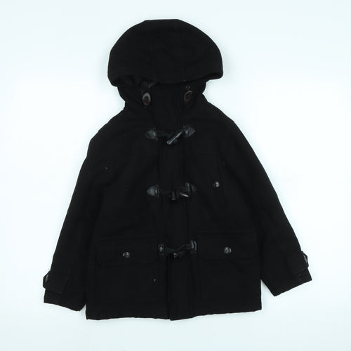 NEXT Boys Black Duffle Coat Coat Size 6 Years Zip
