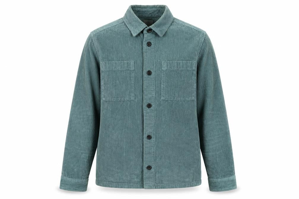 Front view of Marks & Spencer women’s blue cotton basic button-up, size S, collared