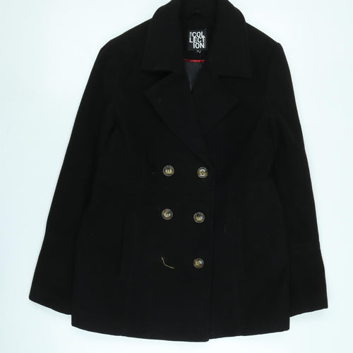 The Collection Womens Black Pea Coat Jacket Size 12 Button