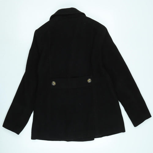 The Collection Womens Black Pea Coat Jacket Size 12 Button