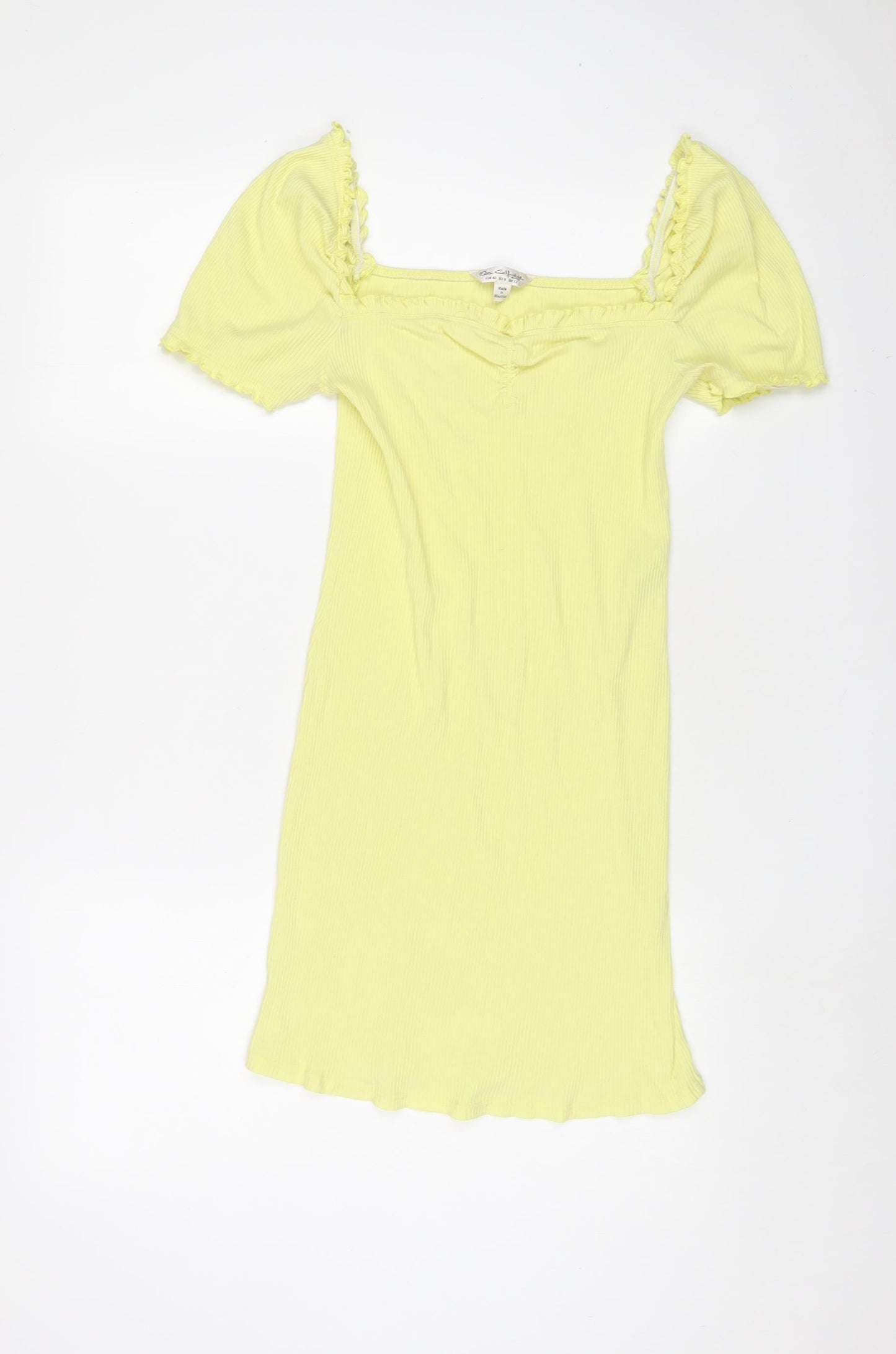 Miss Selfridge Womens Yellow Polyester Bodycon Size 12 Square Neck Pullover