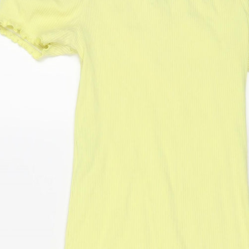 Miss Selfridge Womens Yellow Polyester Bodycon Size 12 Square Neck Pullover