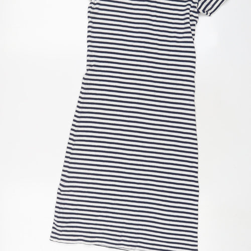 Brave Soul Womens Blue Striped Cotton Bodycon Size S Scoop Neck Pullover