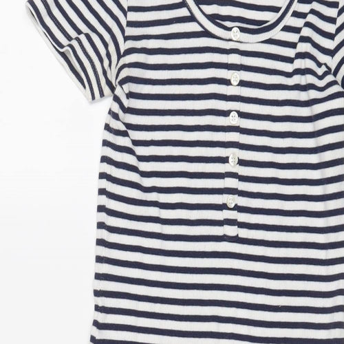 Brave Soul Womens Blue Striped Cotton Bodycon Size S Scoop Neck Pullover