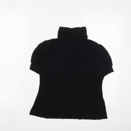 New Look Womens Black Viscose Basic T-Shirt Size 16 Crew Neck