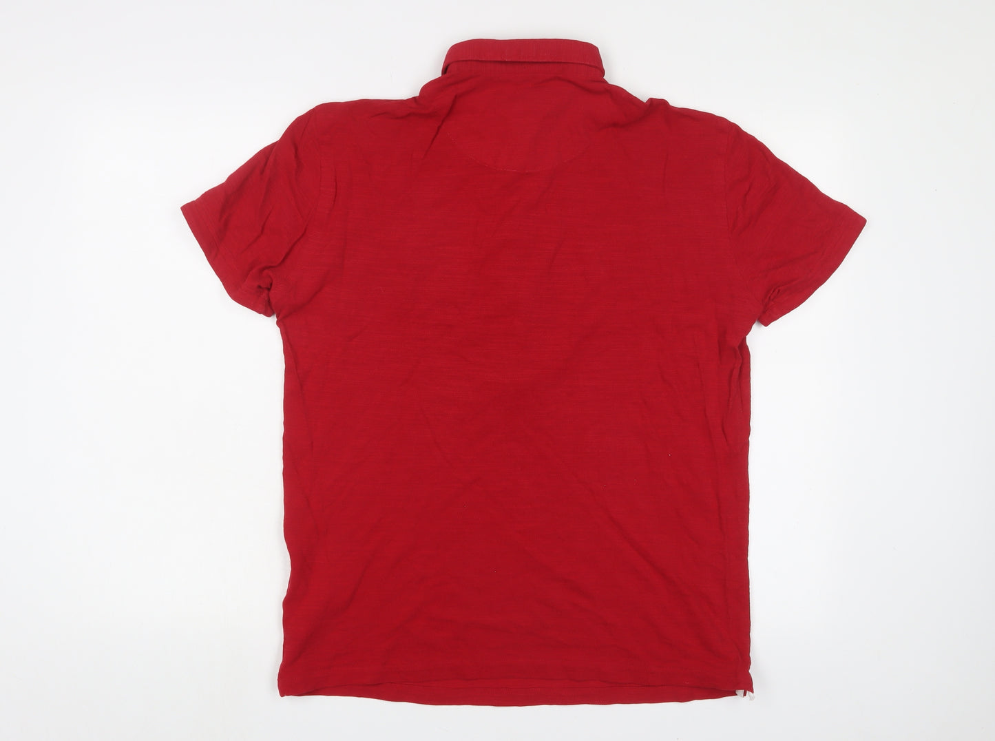 Zara Mens Red Cotton Polo Size M Collared Button