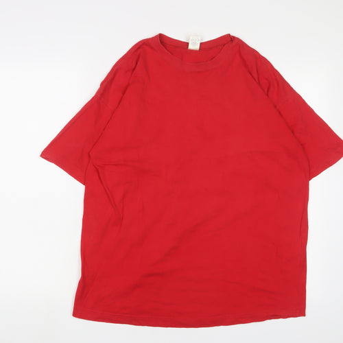 Casual Club Mens Red Cotton T-Shirt Size L Crew Neck