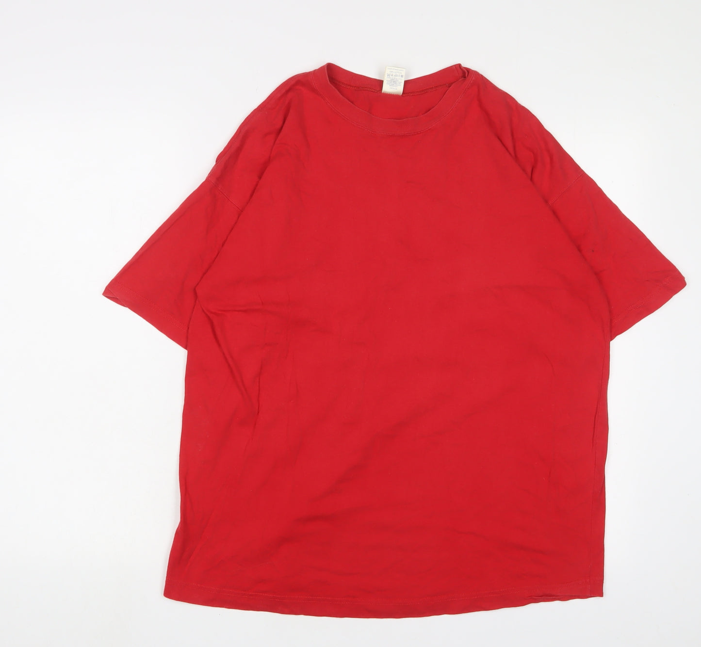 Casual Club Mens Red Cotton T-Shirt Size L Crew Neck