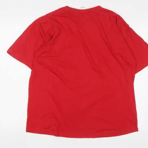 Casual Club Mens Red Cotton T-Shirt Size L Crew Neck