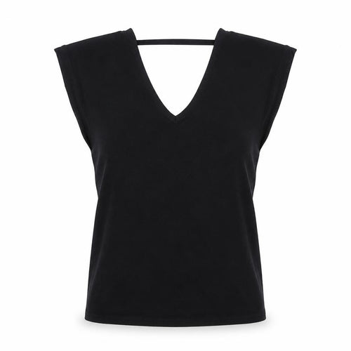 Nasty Gal Womens Black Viscose Basic T-Shirt Size 6 V-Neck